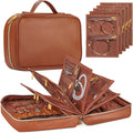 Leather Travel Jewelry Case Organizer,Jewelry Storage Book Binder with Clear Zipper Pouch & Lining-Portable Jewelry Bag for Earrings,Rings,Necklaces,Bracelets (Brown)