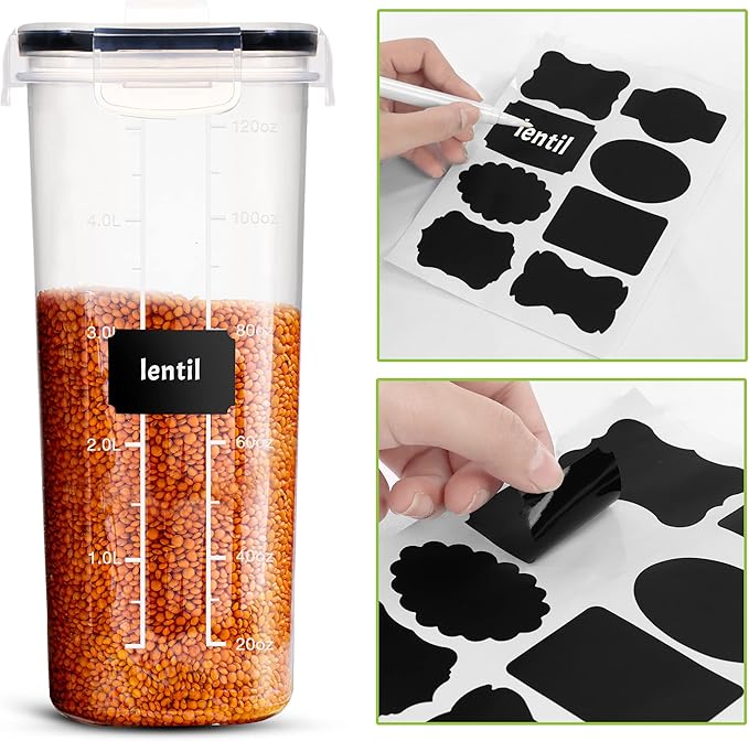 Utopia Kitchen Cereal Containers Storage Set – 3 Pack 4L(135.2 oz) Airtight Food Storage Containers with Lids, BPA-Free Cereal Dispensers for Pantry Organization and Storage (Clear)