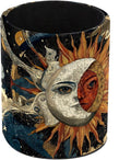 Retro Sun Pattern Pen Holder Pencil Organizer for Desk, 3.1” x 3.1” x 3.9” Pencil Cup Office Supplies, Large Capacity Cute Pen and Makeup Brush Holder for Home, School, Desktop