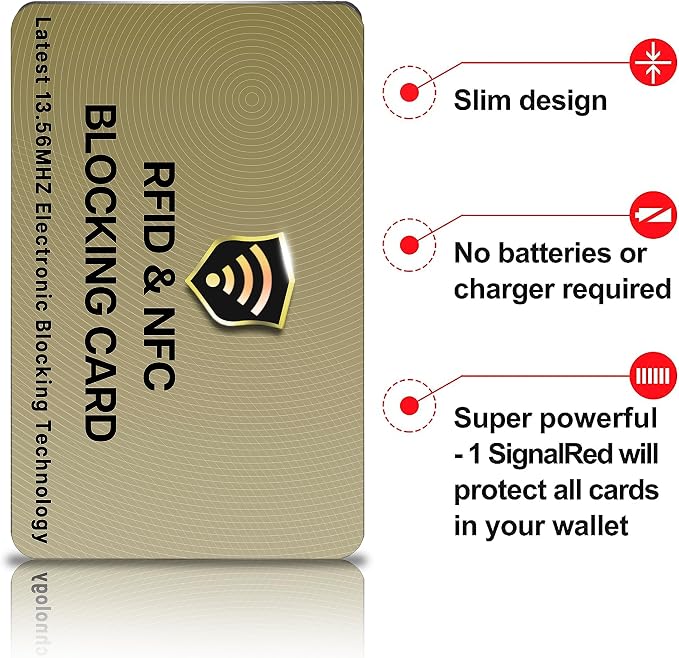 SaiTech IT 3 Pack RFID Blocking Card for Credit Debit ID Card, Golden | Slim Anti-Theft Contactless NFC RFID Blocker Protector, Easily Fit into Wallet and Purse, for Men & Women