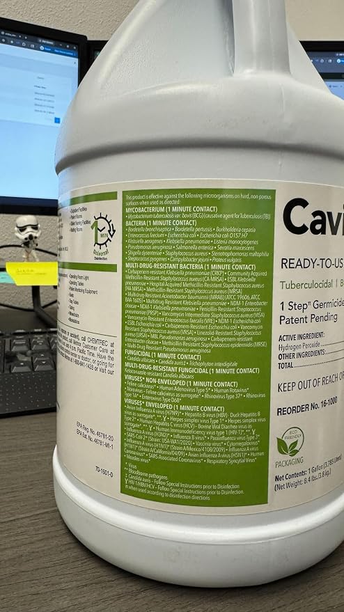 Metrex CaviCide HP Hydrogen Peroxide Disinfectant Cleaner – Kills Norovirus, MRSA, TB & Flu in 1 Minute – EPA-Registered Hospital-Grade for Medical, Dental & Vet – 1 Gallon, Pack of 4 (Case)