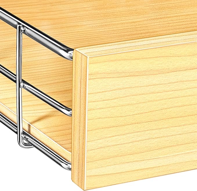 LYNK PROFESSIONAL® SELECT™ Pull Out Cabinet Organizer, 17" x 21" Slide Out Drawers for Kitchen Cabinets - Sliding Pull-Out Pantry Shelves – Home Shelf Organizers - Lifetime Ltd. Warranty, Wood Chrome