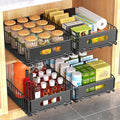 Pull Out Cabinet Organizer, 4 Pack Heavy Duty Slide Out Drawers Pantry Shelves Fixed With Strong Adhesive Glue and Handle for Kitchen, Living Room, Bathroom, Home (14.8" D X 9.6" W X 3.9" H)