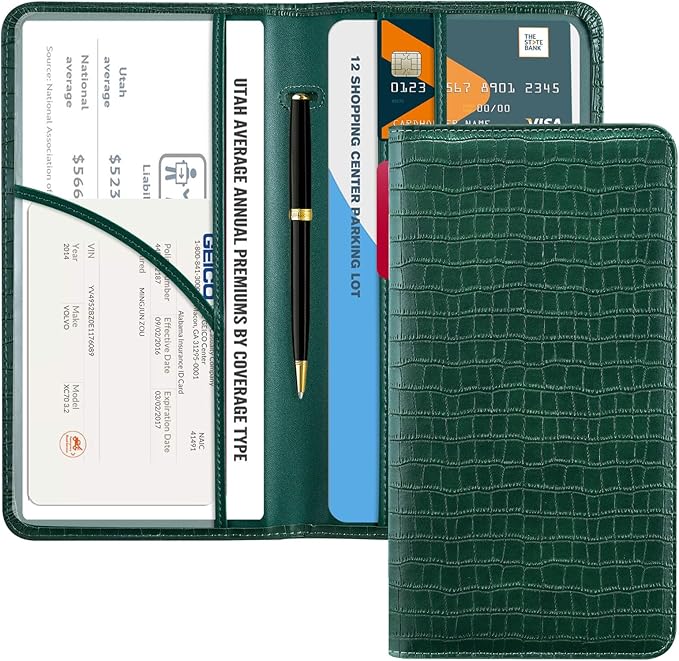 CoBak Car Registration and Insurance Holder | Vehicle Glove Box Organizer, Auto Truck Compartment Document Case with Magnetic Closure for Insurance & Driver License