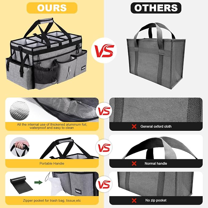 Extra Large Cleaning Caddy Bag with Rigid Support Board, Cleaning Organizer Tote with Detachable Divider, Adjustable Shoulder Strap & Waist Belt, Cleaning Supply Carrier for Cleaners & Housekeepers