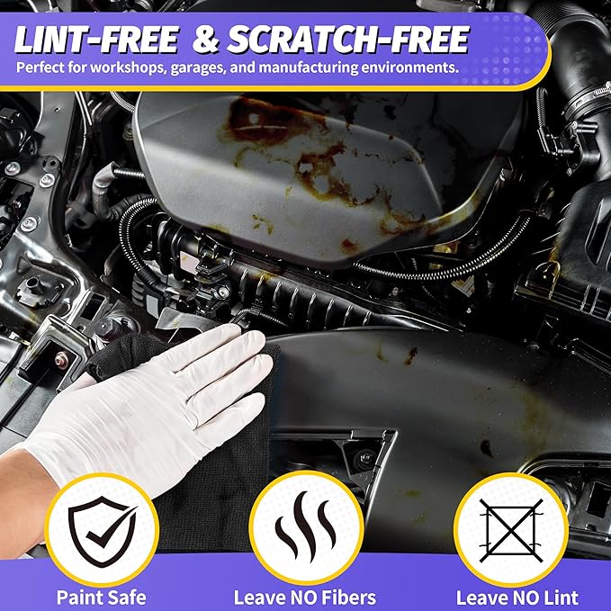 HOMERHYME Microfiber Cleaning Cloth, 100 Pack Black Cleaning Rags Microfiber Towel Bulk Absorbent Lint-Free Wash Cloths, All-Purpose Towels for Cars, Shop, Automotive, Garage, Home & Kitchen