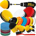 Holikme 22Pack Drill Brush Attachments Set,Scrub Pads & Sponge, Buffing Pads,Power Scrubber Brush,Car Polishing Pad Kit,Wax Applicator Pad,Car Cleaning Kit,Masonry Brushes,Cleaning Supplies | Buffing Sponges, Nylon Grout Tools, Microfiber Wax Pads, Til...