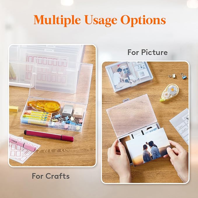 Lifewit 20 Pcs Photo Storage Box, Photo Albums 4x6 Pictures, Acid-Free Stackable Case with Labels, Trading Card Container for Sticker, Seed, Scrapbooking, Craft, Diamond Art, Classroom Supplies, Clear