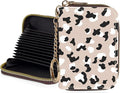 Credit Card Holder for Women,Small Rfid Wallet with Keychain Zipper,Cute PU Leather Card Case Wallet，Accordion Credit Card Wallets Gift,Leopard Print C