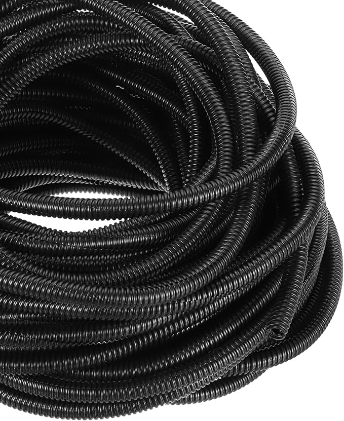 DMiotech 100ft Wire Loom Split Tubing 3/4 Inch, Cord Protectors from Pet Flexible Conduit Cable Management for Office, Home, Garden, Black