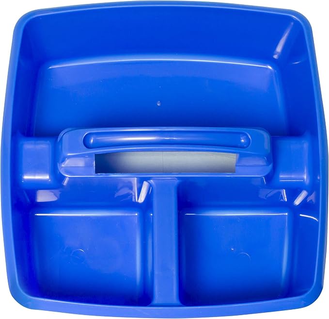 Storex 3-Compartment Small Caddy – Multipurpose Classroom Organizer with Handle, Assorted STEAM Colors, 6-Pack (00940A06C)