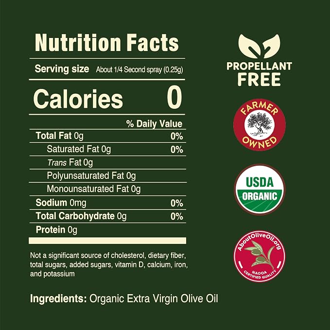 Pompeian Smooth Organic Extra Virgin Olive Oil Spray - (6 Pack) 5 fl oz | No Propellants - First Cold Pressed Olive Oil for Cooking - Delicate Flavor for Salads, Pasta, and Drizzling