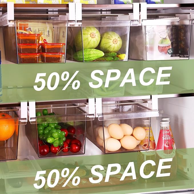 Yatmung 2 Pack Extra-Large Deli Drawer Organizer for Refrigerator Pull Out | Fridge Drawer Organizer and Storage Containers - Meat, Cheese, Produce, Fridge Sliding - Fridge Organization Bin