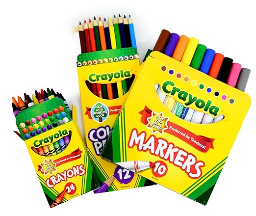 School Supply Boxes | K-5 Bundle (1 Box) | Back to School Essentials Kit for Students & Teachers | Includes Wide-Ruled Paper Products, Crayons, Markers, Colored Pencils, & More