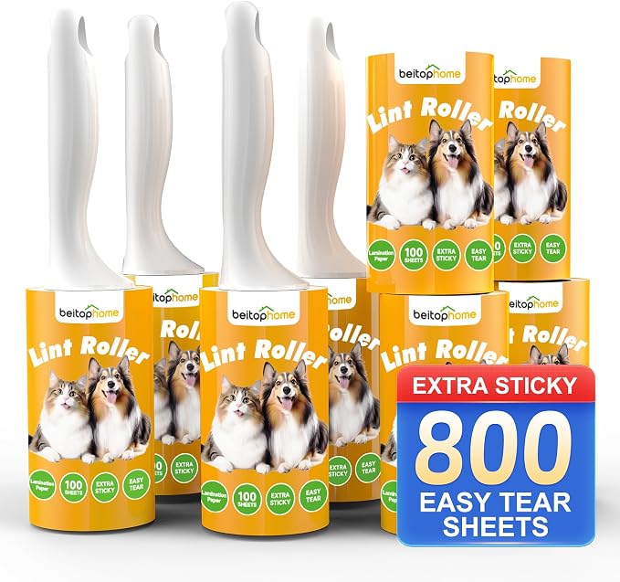 Extra Sticky Lint Roller for Pet Hair, 800 Sheets, 4 Handles | Family Value Pack for Clothes, Couch, Car, Office & Pet Beds