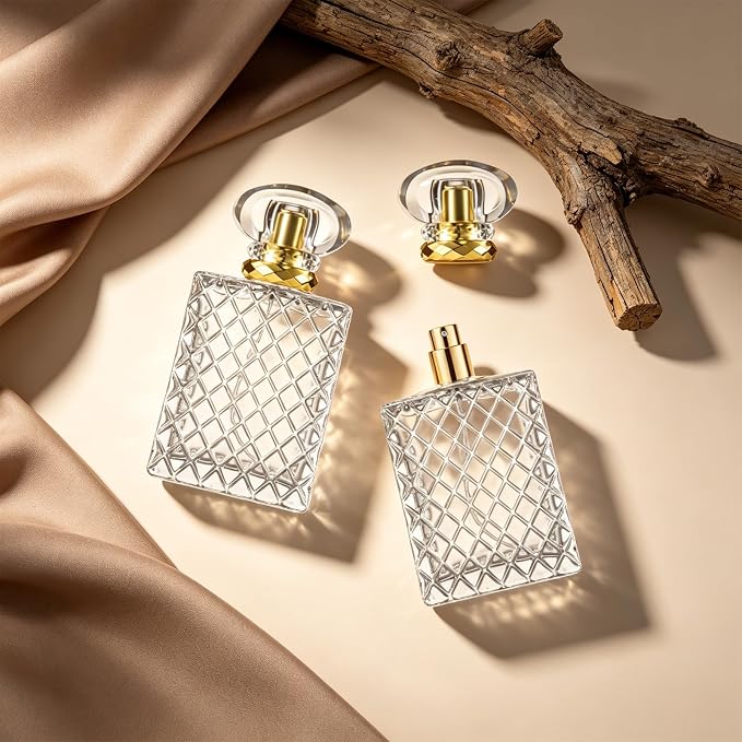 100ml (3.4 oz) Refillable Perfume Bottle with Gold Sprayer | Premium Thick Glass, Includes Funnel, 3ml Dropper & Luxury Gift Bag, Travel-Friendly Atomizer