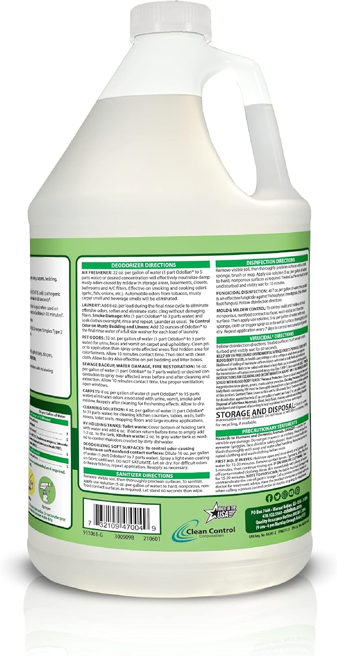 OdoBan Disinfectant Concentrate and Odor Eliminator, 2 Gallons, Original Eucalyptus Scent