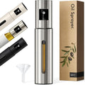 KIVY Glass Oil Sprayer for Cooking– Precise Oil & Vinegar Spray Bottle Oil Mister Spray Bottle for Food – Includes Funnel – Perfect for Cooking & Air Fryer (Brushed Stainless Steel)
