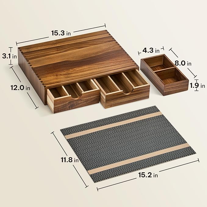 SMARTAKE Acacia Wooden K Cup Organizer Coffee Pod Storage Box | Coffee Pod Tea Organizer, K Pod Drawer Coffee Maker Stand, Kcup Holder for Countertop Kitchen Office Coffee Bar