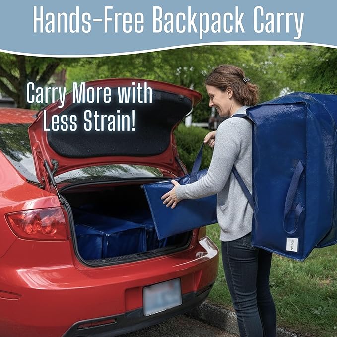 VENO 8 Pack Heavy Duty Moving Bags with Backpack Straps, Zippers & Handles, Extra Large Packing Bags for College Dorm Essentials, Moving Supplies Alternative to Cardboard Moving Boxes
