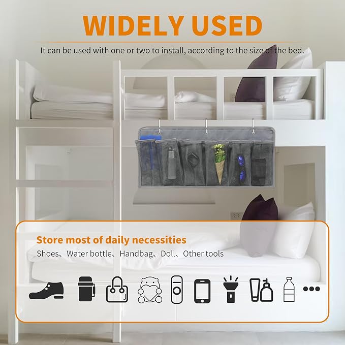 RVZONE RV Shoe Pockets 6 Large Pockets Heavy Hanging Bedside Storage Organizer with Sturdy Hooks Storage Pockets Hangs on bed for Shoes Toys and Tool Accessories