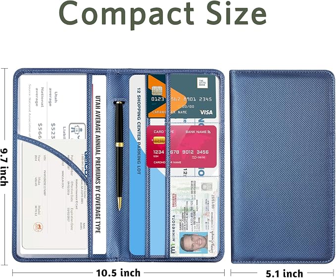 CoBak Car Registration and Insurance Holder | Vehicle Glove Box Organizer, Auto Truck Compartment Document Case with Magnetic Closure for Insurance & Driver License