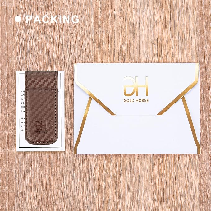 GH GOLD HORSE Slim Magnetic Money Clip Genuine Leather Business Card Holder for Men (Coffee)