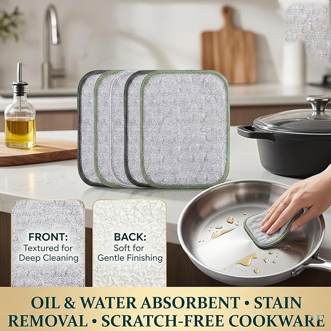 30PCS Double Side Non Scratch Wire Dishcloths,Reusable Multipurpose Wire Dishwashing Rags for Wet and Dry,Reusable Metal Scrubbing Pads Sponge Cloths for Kitchen, Sinks, Pots, Pans (Style A,20pcs)