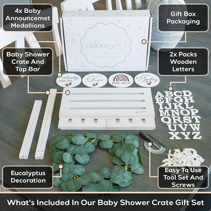 Wooden Baby Shower Crate Closet, Personalized Baby Shower Basket, White