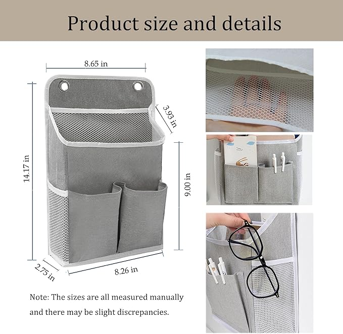 Hanging Storage Organizer, Over The Door Hanging Bags/Wall Baskets Storage with Pockets for Home, RV, Office and More (1, Grey)