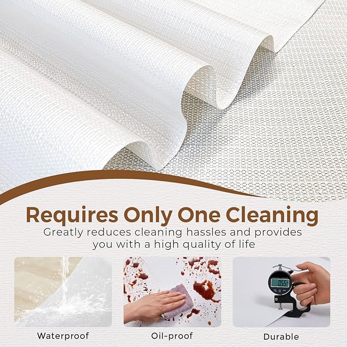 Coavas Shelf and Drawer Liner, Non Slip Extra Grip Non Adhesive Waterproof Thickened Cabinet Mat, Easy Cut for Kitchen Pantry Bathroom Dresser Cupboard (White, 24IN x 20FT)