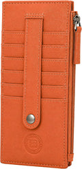 Leatherboss All in One Card Case Holder Slim Wallet With a Card Protection Strap (Orange)