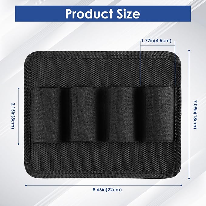 4-Row Pistol Magazine Pouch with Strong Magnet, Two-Way Mount Mag Pouch | Elastic Gun Magazine Holster for Most Mag Size, Durable Oxford for Gun Safe Door Organizer, Daily Storage or Outside Carry