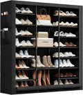 9 Tier Shoe Rack with Cover, Cabinet for 55 Pairs, Black | Large family capacity for boots/heels/sneakers. Reinforced stability. Slim footprint, corner-friendly. Quick no-tool setup.