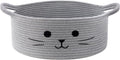 13.8" x 6" Cat Toy Basket, Woven Basket for Living Room Home Décor, Medium Empty Gift Baskets for Nursery, Cotton Rope Baskets for Cats Bed, Grey