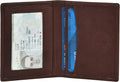 Leatherboss Genuine Leather Slim Thin Credit Debit Card ID Mini Holder Bifold Wallet Driver License Safe Holder, Dark Brown