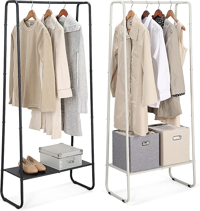 SunnyPoint Freestanding Clothes Garment Rack, Organizer Closet (OFF-WHITE)