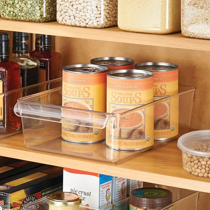 iDesign Fridge Storage Bin with Handle, Set of 4, Clear | Fridge Tray, For Cheeses and Snacks