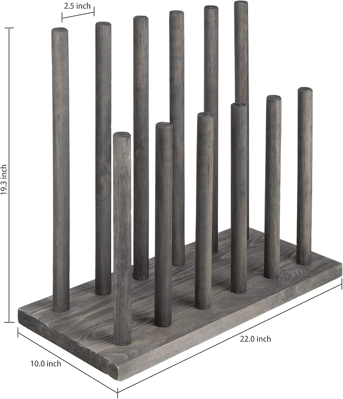 MyGift Vintage Gray Wood Entryway Boot Rack Organizer Tall Boots Inverter Holder - Holds up to 6 Pairs