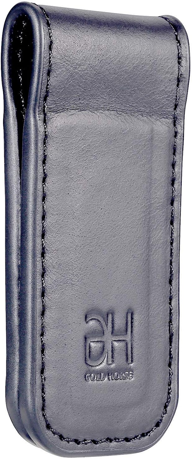 GH GOLD HORSE Slim Magnetic Money Clip Genuine Leather Business Card Holder for Men (Grey)
