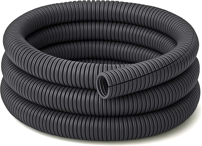Electriduct Split Wire Loom Tubing Polyethylene Corrugated Flexible Conduit - 2" Nominal Size - 10 Feet - Gray