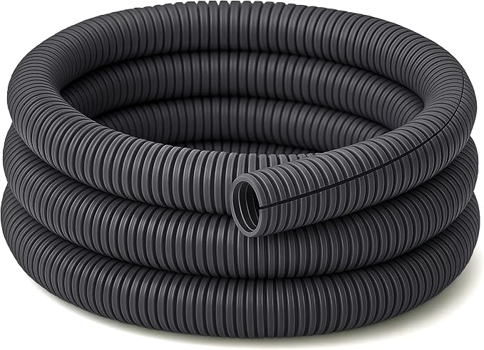 Electriduct Split Wire Loom Tubing Polyethylene Corrugated Flexible Conduit - 2" Nominal Size - 25 Feet - Gray