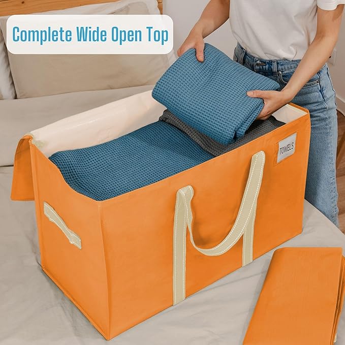 VENO 10 Pack Heavy Duty Moving Bags, Extra Large Storage Bags with Reinforced Handles & Strong Zippers, Foldable & Reusable Moving Box Alternative for Clothes & Dorm Storage