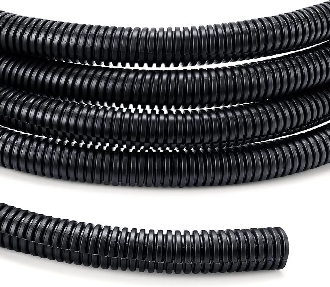 Wire Loom Tubing 1/4’’- 6.6 ft 3/8’’- 6.6 ft 1/2’’- 6.6ft, Black | Split Loom Cord Protectors, Flexible Wire Conduit Automotive