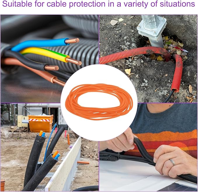 DMiotech 50ft Wire Loom Split Tubing 1/4 Inch(6.4mm) ID, Cord Protectors from Pet Flexible Conduit Cable Management for Office Home Garden, Orange