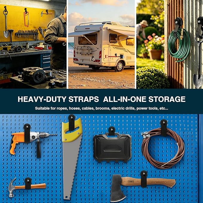 Zihvfzu 8 Pack Magnetic Hook Straps - 2.59" Heavy Duty Magnetic Tool Holder for Garage, Workshop, RV, Pickup - Cable Management Wrap for Extension Cord, Rope, Hose, Wire - Strong Magnet Tie for Tools
