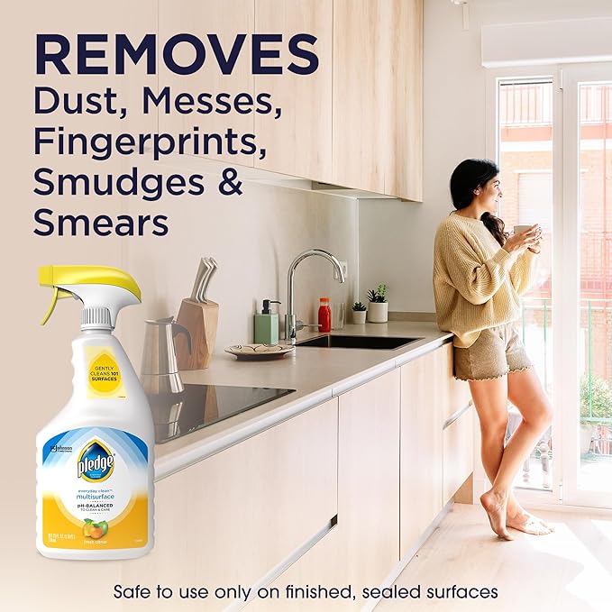 Pledge pH-Balanced Multisurface Cleaner Spray for Everyday Care, Fresh Citrus Scent, 25oz