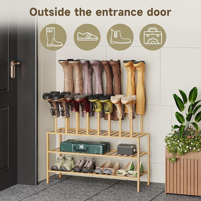 Detachable Boot Rack For Tall Boots Organizer,Outdoor Shoe Rack Storage | 3-Tier Multiuse Shoe Rack For Tall Boots,Closet Organizers And Entryway Storage,Suitable For All Seasons