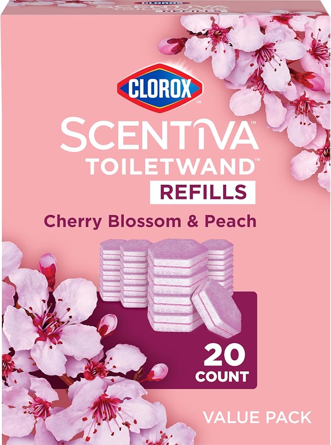 Clorox Scentiva ToiletWand Refills, Value Pack, Cherry Blossom and Peach, 20 Count