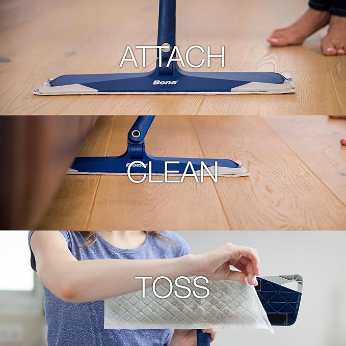 Bona Hardwood Floor Disposable Wet Cleaning Pads - 12 Pads per Pack - unscented - Use Mops - Residue-Free Floor-Cleaning Solution for Wood Floors,(Pack of 6)